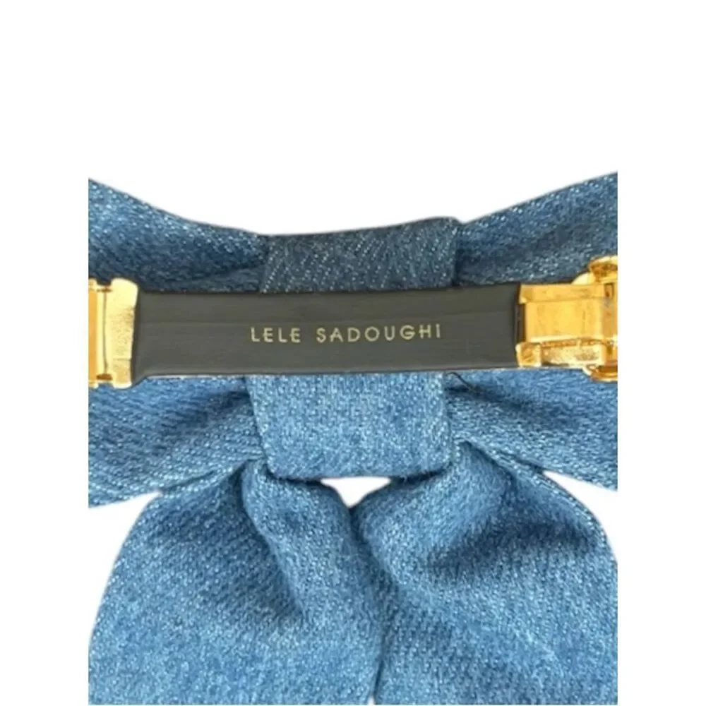 Lele Sadoughi LIGHT BLUE DENIM ANTOINETTE HAIR BOW BARRETTE/CLIP NWT Preppy